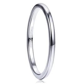 Cloyo 2mm Tungsten Carbide Rings for Men Women High Polished Domed Wedding Band Engagement Rings Comfort Fit Size R