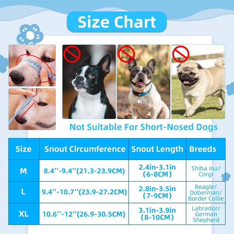 QMLING Muzzle for Large, Medium, Small Dogs, Reflective Mesh Muzzle,