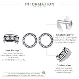 Kamise Women's 925 Silver Stud Earrings, Rose Gold Stud Earrings, Round Circle Stud Earrings with White Zirconia, 11 mm Small Sleeping Earrings with Jewellery Box for Wife Girlfriend Girls, Cubic