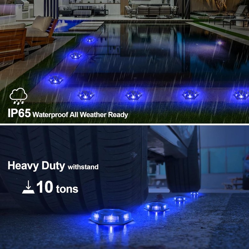 CREPOW Solar Deck Lights Driveway Dock Lights 4 Pack, Waterproof
