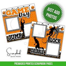 Basketball Scrapbook Game Day Sports 2 PRINTED Premade Scrapbook Quick Pages 76