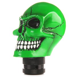 Arenbel Skull Head Shifter Lever Knob Racing Gear Shift Stick Car Shifting Grip Handle Fit Regular Auto Manual Transmissions, Green
