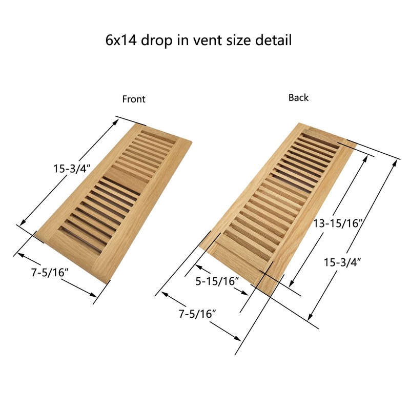 Homewell Red Oak Wood Floor Register Vent Cover, Drop in