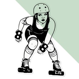 Azeeda Große 210mm 'Roller-Derby-Skater' Permanente Transparente Aufkleber für Fenster/Autos/Wände/Skateboards etc (DC00126414)
