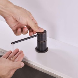 EKRTE Solid Brass in Sink Soap Dispenser for Kitchen,Oil Rubbed Bronze Dish Lotion Dispenser, Oil Rubbed Bronze Built in Soap Dispenser with 47" Extension Tube Kit and 13OZ Soap Bottle