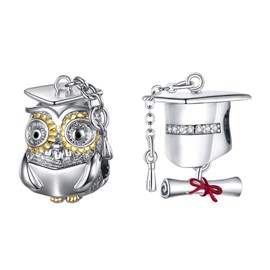 LaMenars Charms Pink Paw Dangle 925 Sterling Silver Dog Bone Pendant Bead with Zirconia Fits Europe Charm Bracelet Necklace, Gifts for Women Girls, Silver, Cubic Zirconia