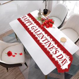 Galentine’s Day Party Decorations, ,Happy Galentine’s Day Table Runner,Valentine’s Day Table Runner Valentine’s Day Rose Table Runner,Table Table Covers,Valentine’s Day Table Tablecloth