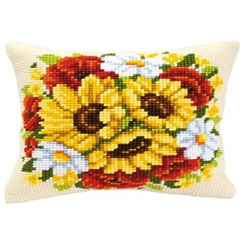 Vervaco Floral Posy Cross Stitch Cushion, Multi-Colour