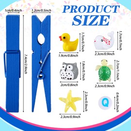 VioraWhite 40 Pieces Cheer Pins Spirit Clips Wooden Clothes Pins for Backpacks Mini Resin Ducks 400 Pcs Colored Beads Clothes Pin Decorations for Team Gifts(Deep Blue,Classic)