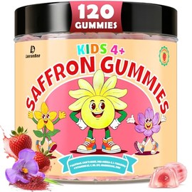 Saffron Gummies for Kids & Adults – Calm Focus Mood Support Gummies for Kids 4+ with Magnesium Glycinate, Vegan Omega-3 DHA EPA, L-Theanine, Lion’s Mane, Brain & Immune Support, Sugar Free,120 Ct
