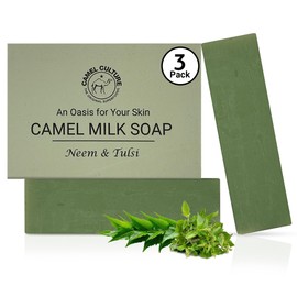 CAMEL CULTURE Tulsi and Neem Soap Bar (3 Pack) - Handcrafted, Soothing Camel Milk Soap - Nourishing, Nutrient and Vitamin Rich Men's Body Wash - Women's Scented Soaps for All Skin Types