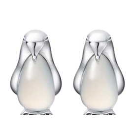 findout Sterling Silver Penguin Opal Pendant Necklace + Earrings Set, with 18 in Curb Chain(1733)