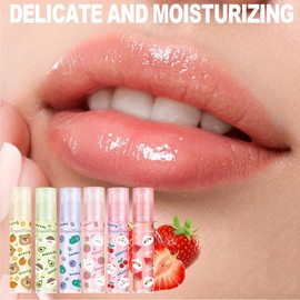 Rollerball Lip Oil Set, Moisturizing and Nourishing Lips Light Lip Oil,6Pcs Fruit Scents Vegan Lip Gloss Non Toxic Lip Oil