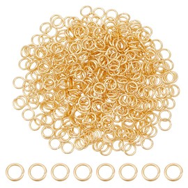HOBBIESAY 500Pcs Gold 4mm Stainless Steel Open Jump Rings, 18K Gold Plated, Unsoldered Ring Connectors, Small Split Ring Jewelry Making Findings for DIY Crafts