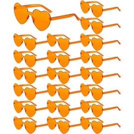 Frienda 20 Pairs Valentine‘s Day Heart Shaped Sunglasses Rimless Candy Color Glasses for Women Men Party Favor(Orange)