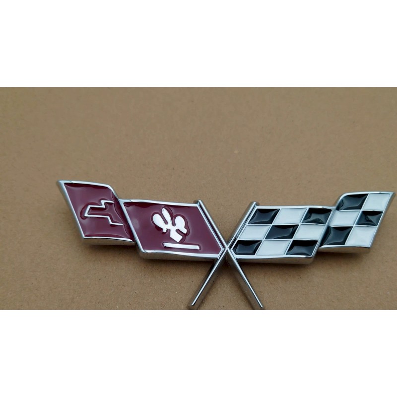 Truckemblems 2Pcs Silver Fits 1977-1979 C3 Fender Side Emblem Crossed