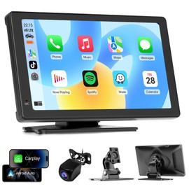 Haudio 7" Portable Car Radio with Wireless Apple CarPlay & Android Auto, Suitable for Almost All Vehicle Types Such as Pickup Trucks, Sedans,Backup Camera|GPS Navigation|Car Accessories