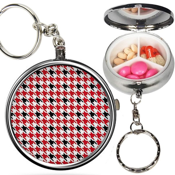 Pack of 2 - Portable Pill Organizer (Red Houndstooth Design)