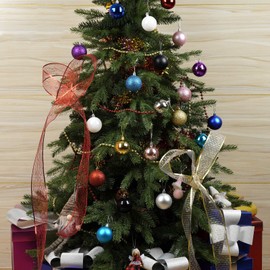 Emopeak 24Pcs Christmas Balls Ornaments Tree Ornaments for Xmas Tree Holiday Wreath Garland Decor Ornaments Birthday Valentines Day Easter Holiday Wedding Decorations(Navy Blue, 2.4"/6.2CM)