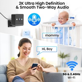 vebiliki Indoor Camera, 2K Cameras for Home Security with Color Night Vision & Siren, 2-Way Audio for Pet/Dog/Baby/Nanny, 5GHz&2.4GHz WiFi Camera, Cloud & SD Card Storage, Works w/Alexa, Magnetic Base