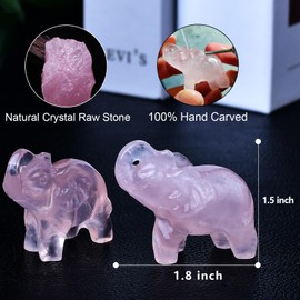 Ytbeoxk 1.8 Inch Rose Quartz Elephant Crystal Decor, Healing Crystal Cute Figurines,Pink Elephant Gemstones Decorations Statue, Lucky Reiki Stones in Home and Office Meditation Gift for Women and Men