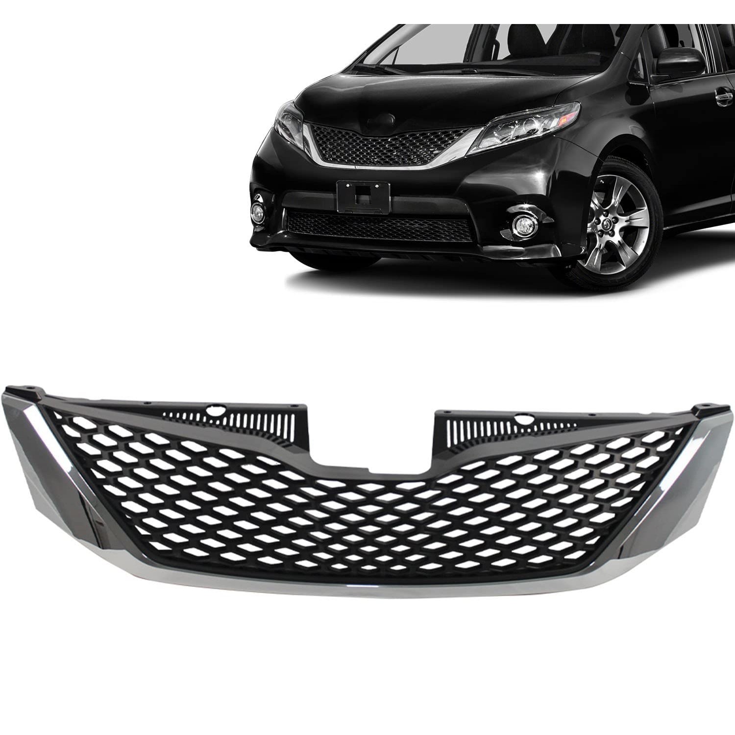 iiLentes Honeycomb Black Front Bumper Upper Grille Assembly Grill For ...