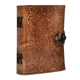 Wolf Embossed Leather Journal Personal Organizer /Diary and Travel Companion (5 x 7 Charcoal Brown)