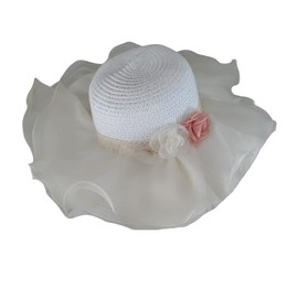 Girls Toddler Girls Easter Bonnet Easter Hat Spring Hat Flower Girl Tea Party Dress Up Hat Cream Floral Trim