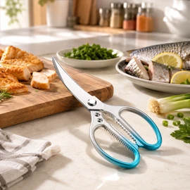 Stainless Steel Kitchen Scissors for Food Prep – Heavy-Duty Poultry Shears for Chicken, Fish, BBQ & Home Cooking