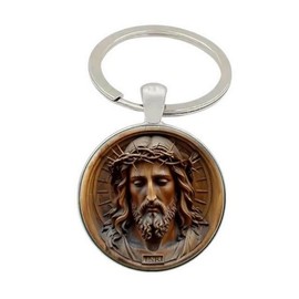 Key Ring Bag Jewellery Cabochon Jesus Christ with Crown of Thorns Silver One Size, silver, Unit size