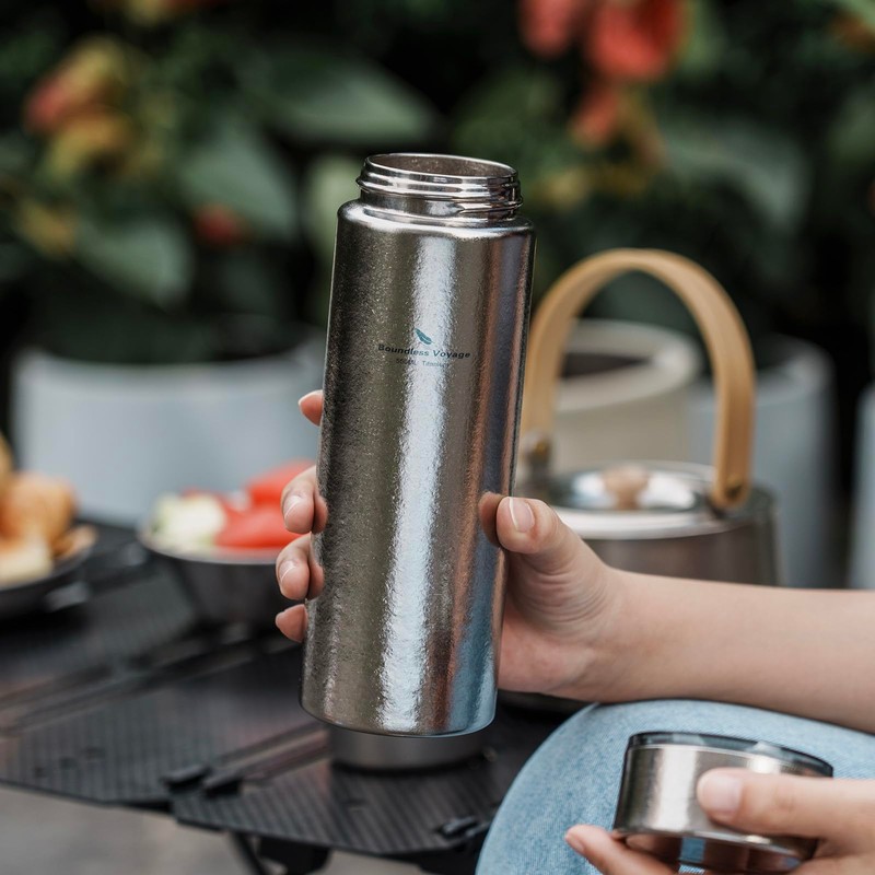 Boundless Voyage Titanium Thermos Bottle with Tea Filter Double-Walled Insulated