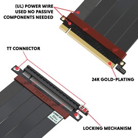 LINKUP - Ultra PCIe 4.0 X16 Riser Cable [RTX4090 RX6950XT x570 B550 Z690 Tested] Shielded Extreme High-Speed Vertical Mount Gaming PCI Express Gen4┃Straight Socket (10cm) 3.0 Gen3 & TT Compatible-