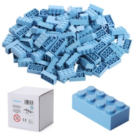 120 Building Blocks 4 x 2, Compatible with All Other Manufacturers, Available in Many Colours - Light Blue