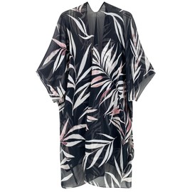 Moss Rose Women's Chiffon Long Kimono Beach Cover up for Summer Bathing Suits Cardigans Casual Loose Swimwear A-Black