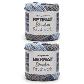 Bernat Blanket Patchwork Nautical Yarn - 2 Pack of 300g / 10.5oz - 100% Polyester - #6 Super Bulky - 220Yards - Knitting/Crochet