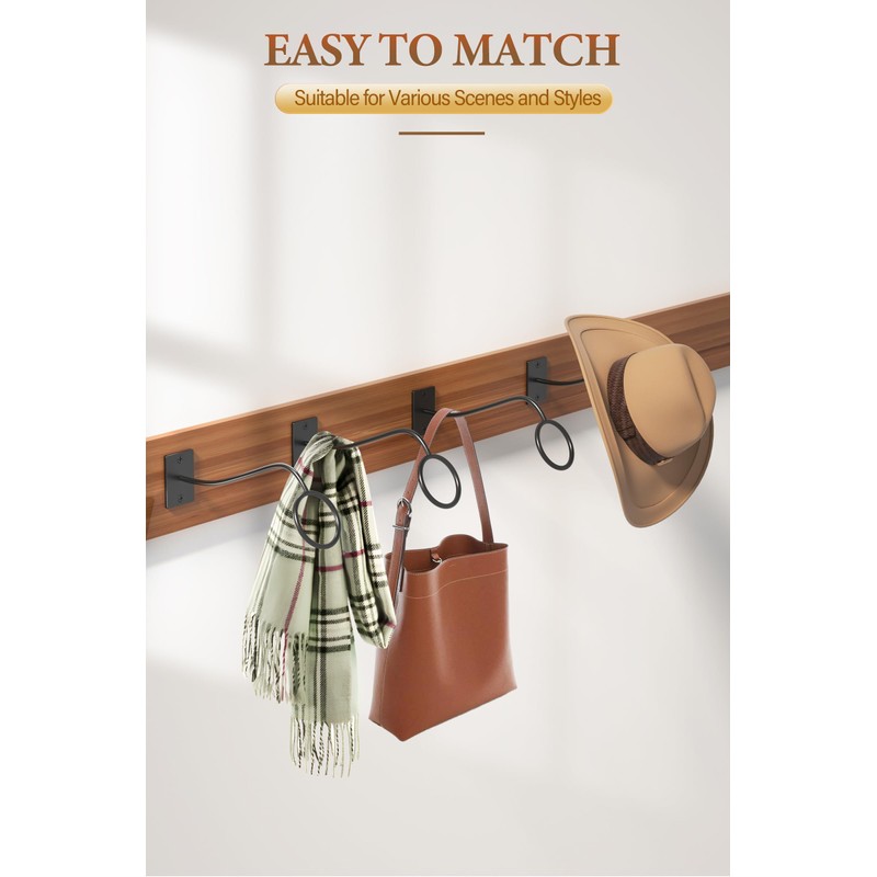 Cinati Cowboy Hat Rack for Wall, 4 Pack Cowboy Hat