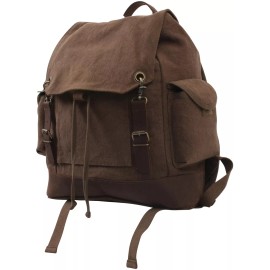Rothco Large Expedition Rucksack Backpack Vintage Style Bag School Bookbag Knapsack - Brown