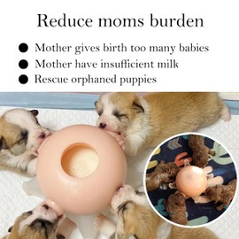 Doggiema Doggiema puppy's feeders Nipple Feeder Puppy Feeding Milk replacer Nursing Station puppy's Bottles Dongdong pet (Pink, M Size Bowl (Small/Medium Puppy)