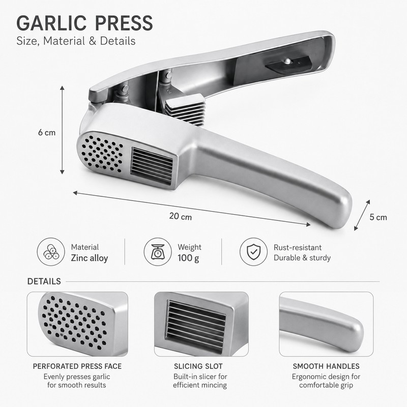 2-in-1 Garlic Press & Slicer for Kitchen Prep – Zinc
