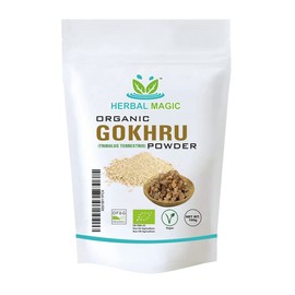 Herbal Magic's Organic Terrestris Powder/Gokhru Powder - Revered Herb in Ayurveda - Free from Fillers Artificial Colour Flavour & Preservatives of&G UK Organic Certified