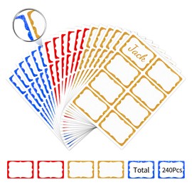 3 Colors Name Tag Stickers, 2'' x 3'', 240 PCS Colorful Border Name Tags with Holographic Stars, Self-Adhesive Writable Name Labels for Classroom, School, Church, Office, Gatherings and Home