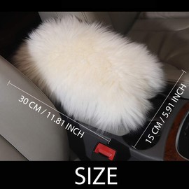 QINU Armrest Cover for Car, Auto Center Console Pad Furry Sheepskin Wool Car Armrest Seat Box Cover Protector Universal Fit (Grey)