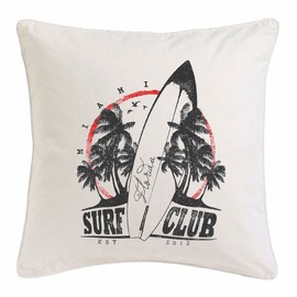 Reifen-Markt Cushion Cover 40 x 40 cm Surf Club Florida Surfboard Longboard Wave Beginner Shop Microfibre in White