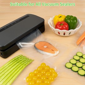 MakMeFre Vacuum Sealing Bags, 5.9 x 9.8 inches (15 x 25 cm), Pack of 100, PA+PE Safe Materials, Vacuum Sealer Bags, Low Temperature Cooking, Dedicated Antibacterial Bags, Degassing Seal, Long Lasting Freshness, Food Storage, Home and Commercial Use