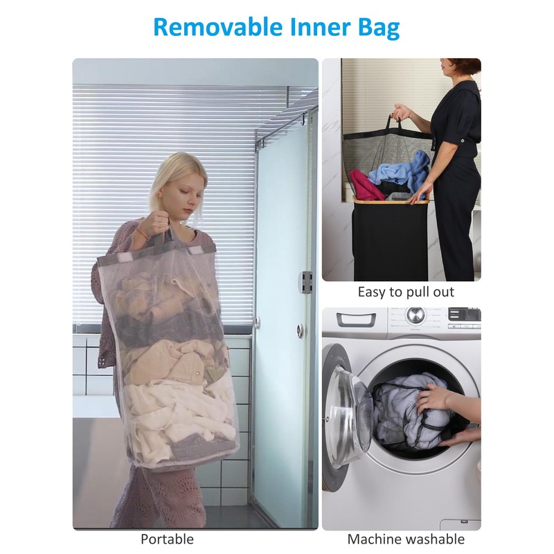 efluky Laundry Basket with Wheels, Tall Rolling Laundry Hamper with