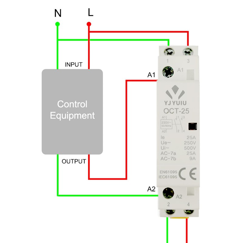 YJYUIU AC Contactor, 2-Pole, 25A, AC 220V/240V, 50/60Hz, DIN Rail