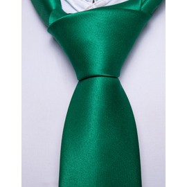 Barry.Wang Solid Color Pre-tied Ties for Men Zipper Necktie Pocket Square Tie Clip Set Adjustable Hunter Green Tie Party