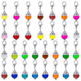 WideSmart Knitting Metal Stitch Markers, Pack of 30 Beads Stitch Markers with Lobster Clasp, Beads, Knitting Pendant Stitch Marker, Knitting Crochet Tools for DIY Knitting, Bracelet, Necklace