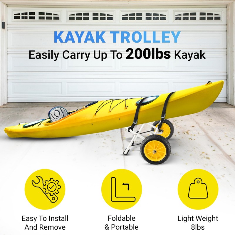 Yes4All Kayak Cart U-Shape Aluminum, 200lbs Capacity Kayak Dolly with