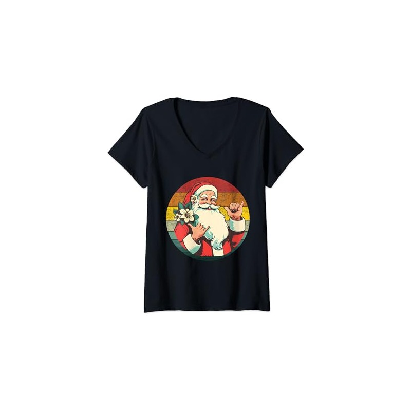 Christmas Aloha Mele Kalikimaka V-Neck T-Shirt, black